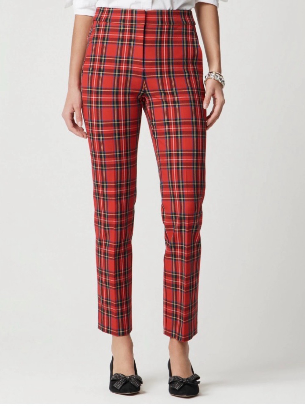 J. Crew Tartan Crop Straight Winnie Pant Red Black Multi Size 6